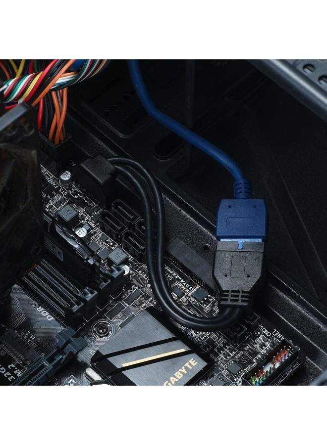 MZHOU كابل تمديد SATA USB - كابل تمديد 19 دبوس ذكر إلى أنثى للوحة الأم USB3.0 بطول 18 سم اتصال عالي السرعة (الواجهة تواجه الداخل) - Image 5
