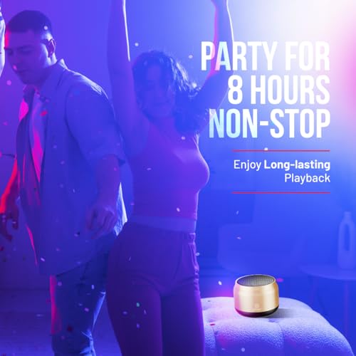 pTron Musicbot Lite 6W Bluetooth Speaker with 8 Hrs Playtime, 2.04" Neo Driver for Pristine Sound, Mini Size Portable Speaker, BTv5.1 Connectivity, TWS Feature & Type C Charging (Gold) - Image 3