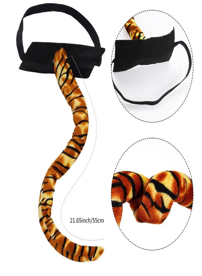 obmwang 3 Pieces Tiger Costume Set Tiger Ears Headband Bow tie and Tail Animal Tiger Accessories for Halloween Dress Up Party - Image 3
