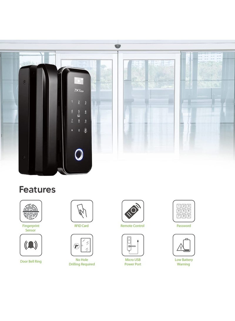 ZK teco ZKTeco Glass Door Lock with Door Bell - GL300 Glass (10-12 mm Thickness) - Image 3