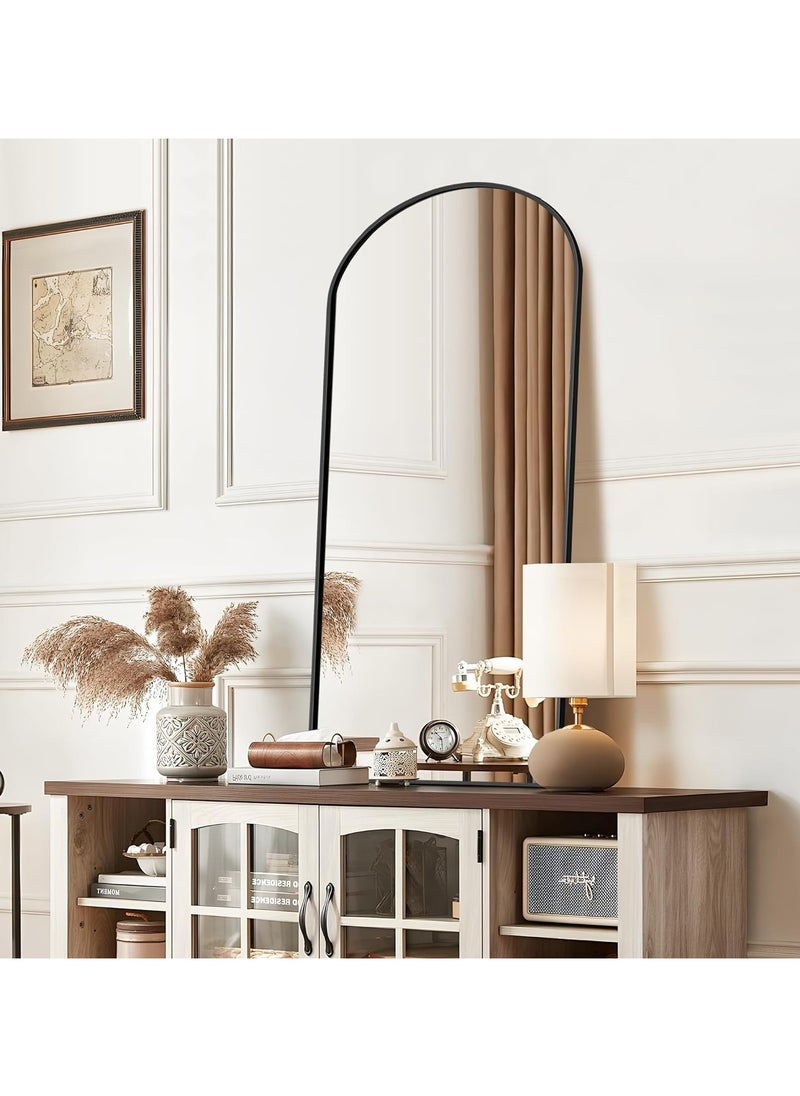 XICEN Full Length 155x45cm Arched Floor Mirror, Full Length Wall Mirror with Aluminum Frame for Living Room Bedroom, Black  - Image 2