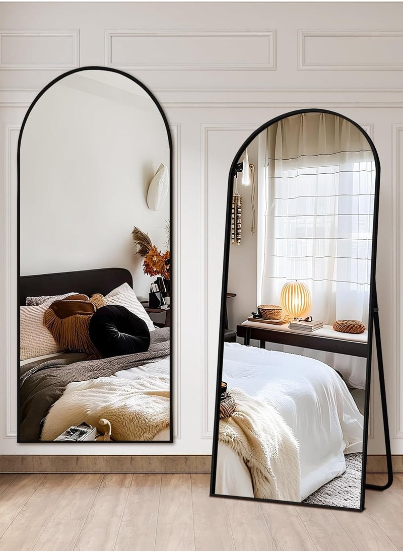 XICEN Full Length 155x45cm Arched Floor Mirror, Full Length Wall Mirror with Aluminum Frame for Living Room Bedroom, Black  - Image 1