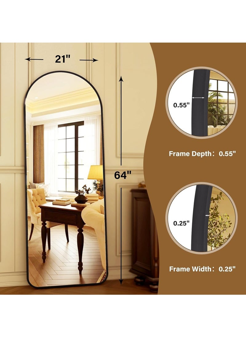 XICEN Full Length 155x45cm Arched Floor Mirror, Full Length Wall Mirror with Aluminum Frame for Living Room Bedroom, Black  - Image 5