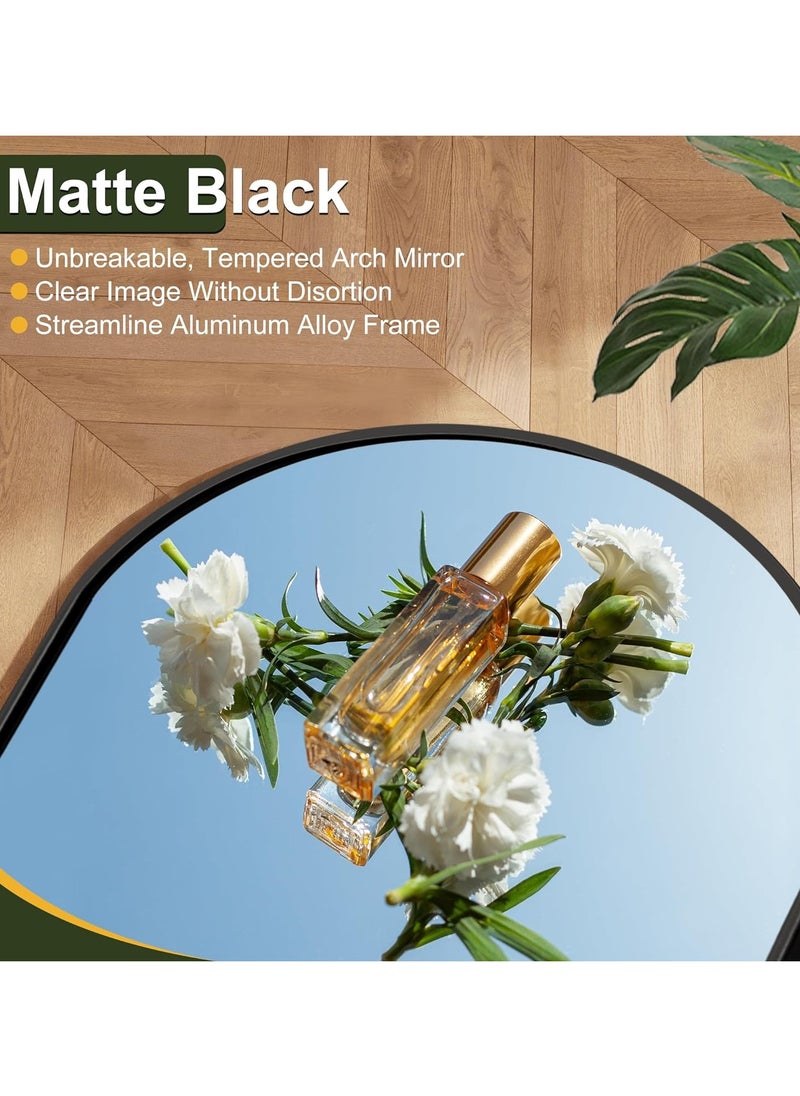 XICEN Full Length 155x45cm Arched Floor Mirror, Full Length Wall Mirror with Aluminum Frame for Living Room Bedroom, Black  - Image 4