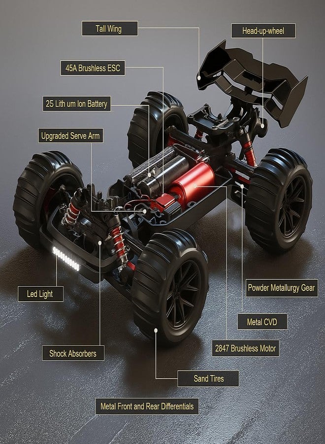 ROZADIO High-Speed Remote Control RC Car, 40+ KM/H 4WD Off-Road RC Truck, Includes Rechargeable 1200mAh Batteries, Aged 8-12. This Makes it an Excellent Gifts Option for Birthdays (Pack of 1) - Image 5