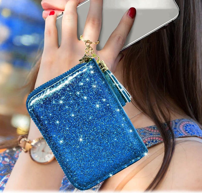 Coco Rossi Women's Small Credit Card Wallet RFID Glitter Cute Credit Card Holder Wallets for Women - Image 3
