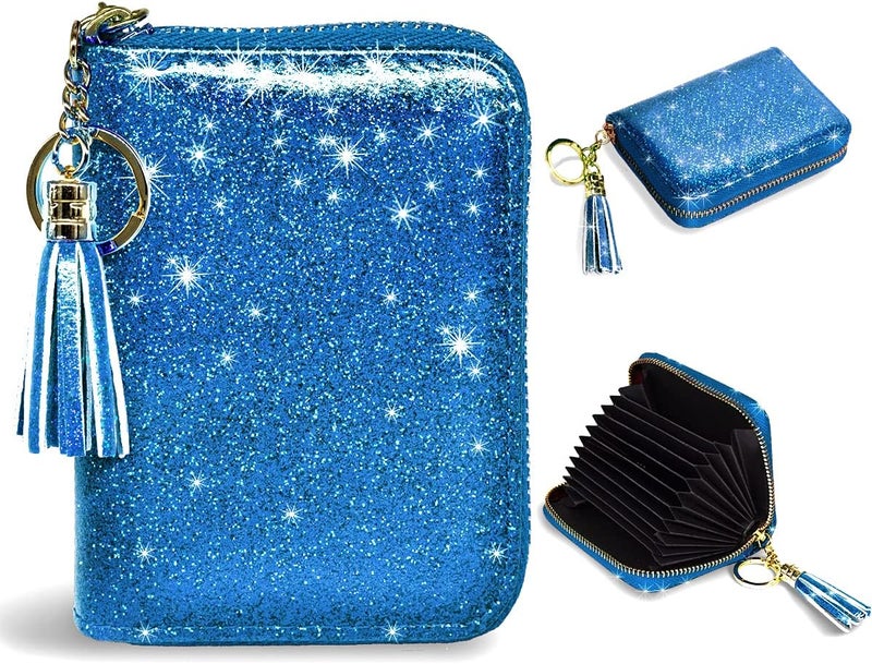 Coco Rossi Women's Small Credit Card Wallet RFID Glitter Cute Credit Card Holder Wallets for Women - Image 1