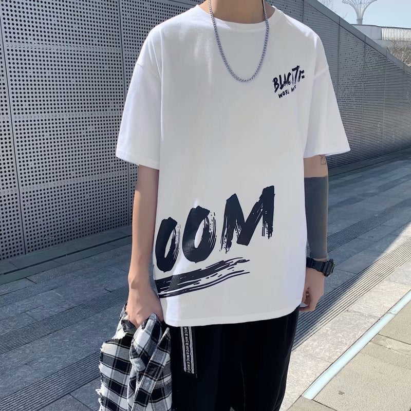 Men's Short-sleeved T-shirt Men's 2023 Summer New Fashion Brand Hong Kong Style Half-sleeved Top Trendy Loose Casual T-shirt - Image 3