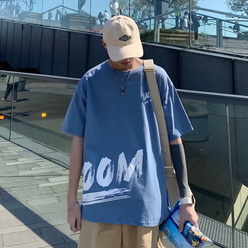 Men's Short-sleeved T-shirt Men's 2023 Summer New Fashion Brand Hong Kong Style Half-sleeved Top Trendy Loose Casual T-shirt - Image 2