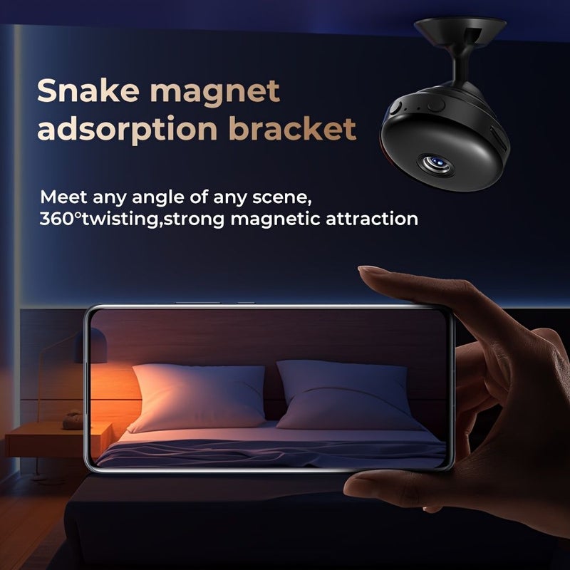 Black Wifi Smart Security Camera With Night Vision For Home Pet Vehicle - Image 5