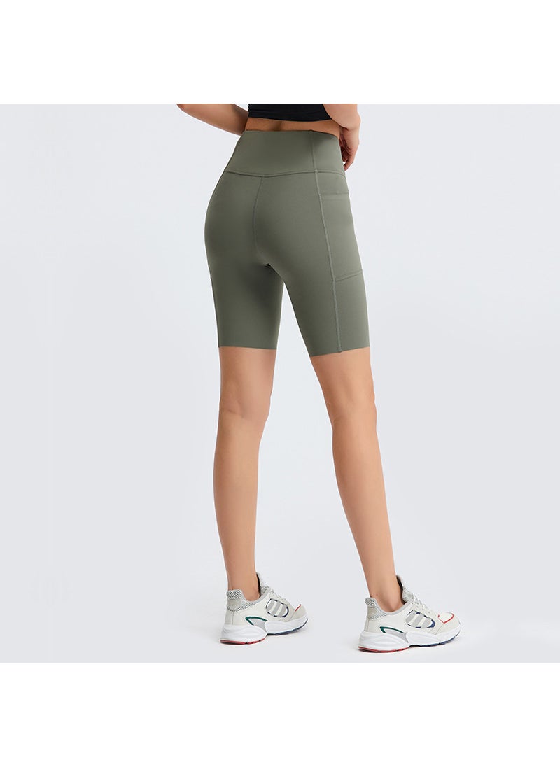 Generic - New Solid Color Yoga Shorts with Side Pockets DK068 Black - Image 1