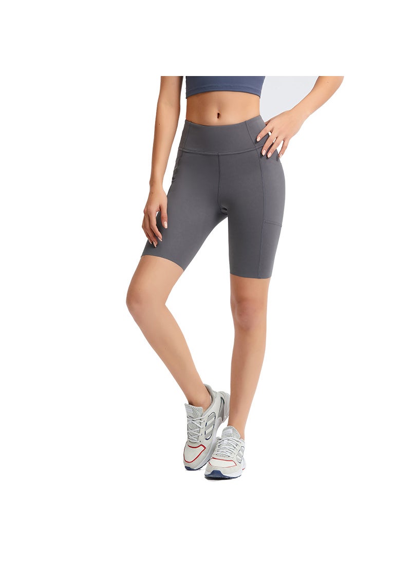 Generic - New Solid Color Yoga Shorts with Side Pockets DK068 Black - Image 1