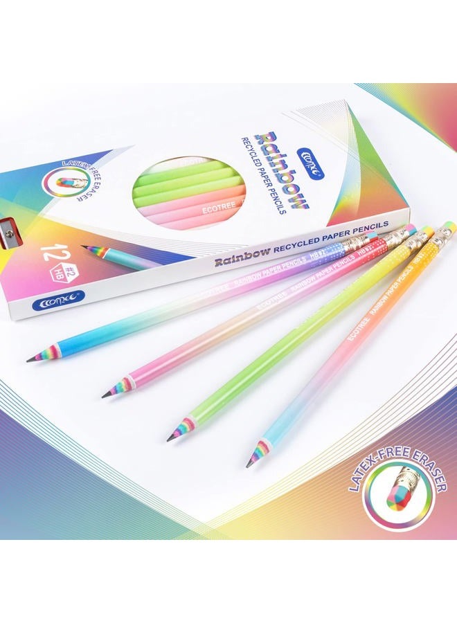 ECOTREE Pencils #2 Pre-sharpened Pencils Number 2 Pencil Cute Rainbow Pencil for Kids, School Supplies, 12 Pack - Image 5