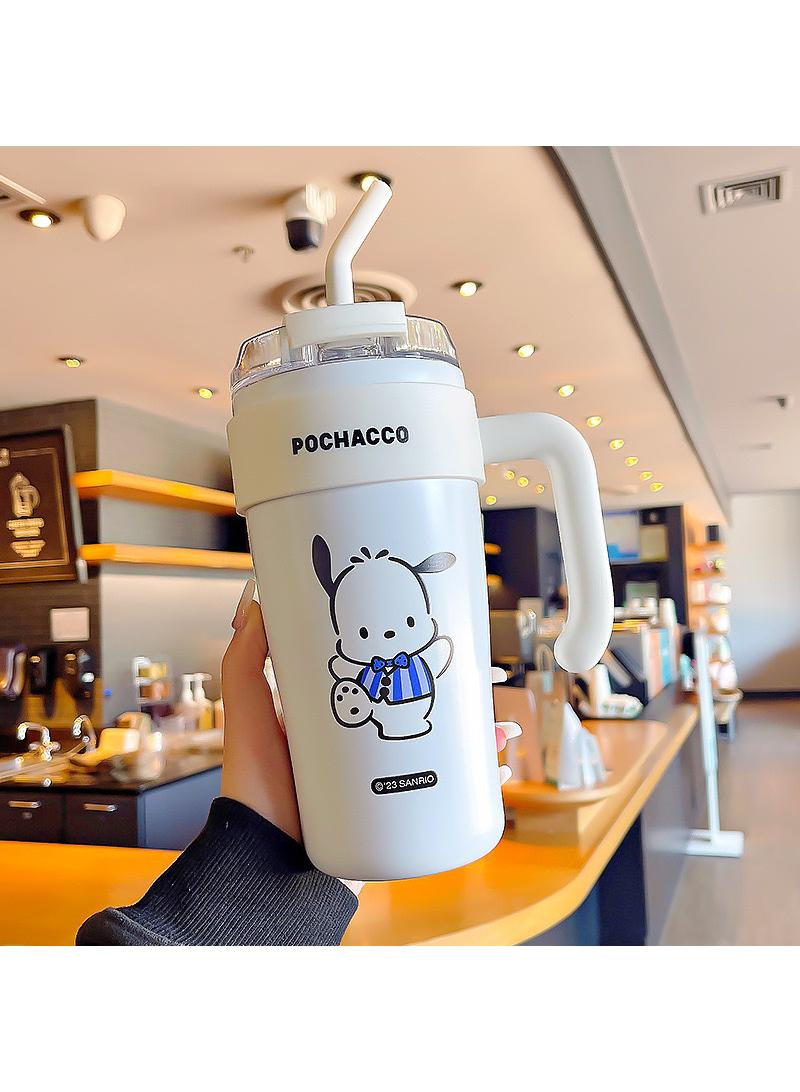 Y&D Pochacco  Reusable Vacuum quenching Cup, 40oz Cup Large Capacity Vacuum Cup with Straw car Heat Preservation Cold Preservation Large ice Cup , Iced Tea or Coffee, Smoothie More, Cream, 860ml - Image 1