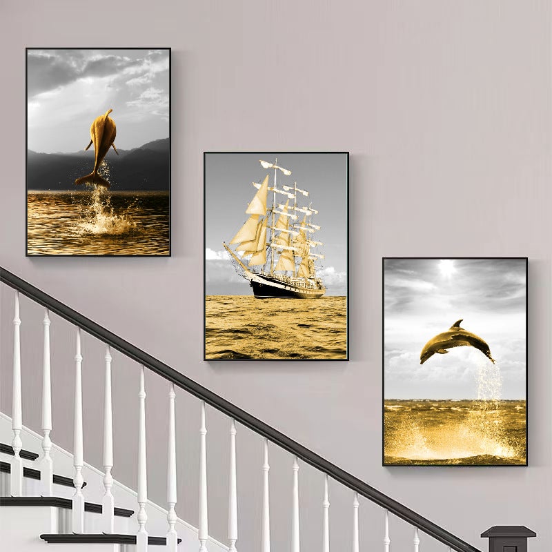 Triple Stair Wall Bedside Painting Bedroom Hanging Painting Living Room Decorative Painting Ins Sofa Background Wall Dining Room Bedroom Mural Painting - Image 2