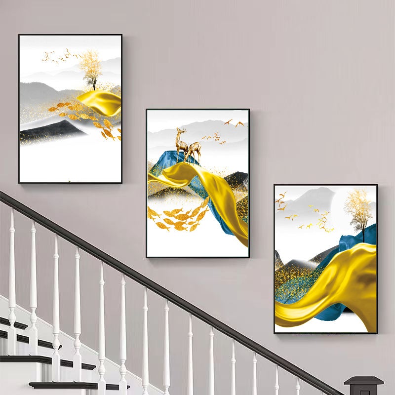 Triple Stair Wall Bedside Painting Bedroom Hanging Painting Living Room Decorative Painting Ins Sofa Background Wall Dining Room Bedroom Mural Painting - Image 1