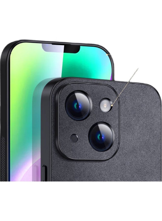 Shangsu Iphone 14 Case, Apple 14 Protective Cover, Shockproof, Full Lens Protection, Soft Shell, Simple Luxury, Lambskin Silicone, Fourteenth Outer Case, Women'S And Men'S Leather Cover, Gray - Image 1