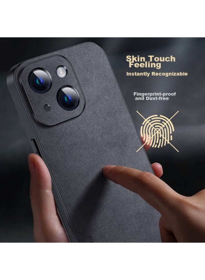 Shangsu Iphone 14 Case, Apple 14 Protective Cover, Shockproof, Full Lens Protection, Soft Shell, Simple Luxury, Lambskin Silicone, Fourteenth Outer Case, Women's And Men's Leather Cover, Gray - Image 5