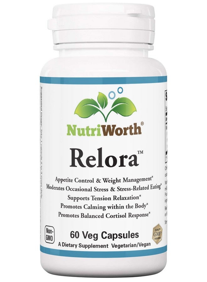 NutriWorth نوتري وورث ريلورا - مكمل إدارة التوتر والوزن. 300 ملغ كبسولات نباتية - 60 حصة لكل زجاجة. - Image 1