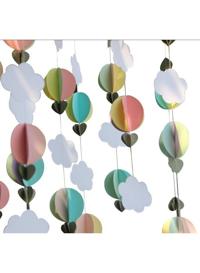Mybbshower Pastel 3D Clouds Hot Air Balloons Garland Birthday Party Home Nursery Room Decorations Up Up And Away Photo Prop 5 Pcs - Image 2