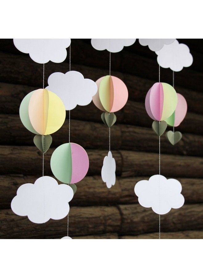 Mybbshower Pastel 3D Clouds Hot Air Balloons Garland Birthday Party Home Nursery Room Decorations Up Up And Away Photo Prop 5 Pcs - Image 4