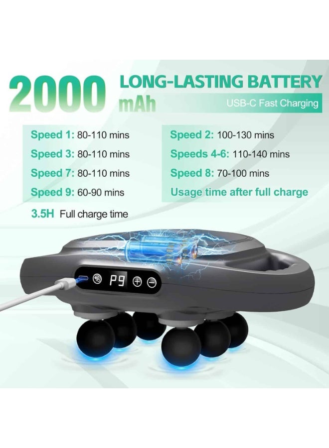 Aideli Massage Gun, 9 Speeds & 9 Modes Deep Tissue Muscle Massager with Heat & Red Light, 6 Heads, 20mm Deep Percussion, 10-Min Timer, Full Body Pain Relief - Image 4