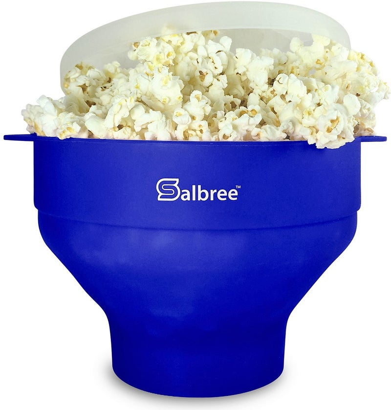 Salbree The Original Salbree Collapsible Silicone Microwave Popcorn Popper Maker Machine, Microwavable Bowl Holds 16 Cups, Uses Hot Air and Oil Always Optional - The Most Colors Available (Blue) - Image 1