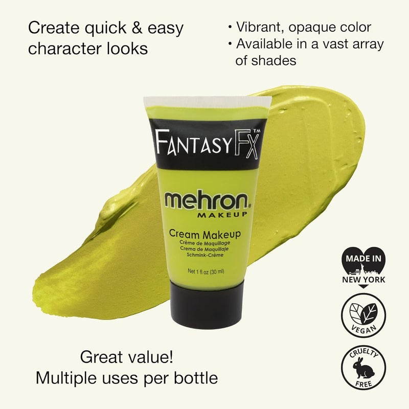 Mehron Makeup Fantasy FX Cream Makeup - Water Based Ogre Green Face & Body Paint for Halloween - 1 fl oz (30ml) - Image 2