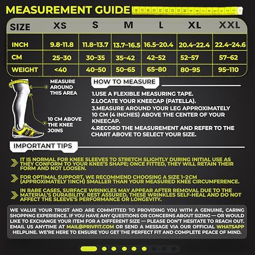 PRIVFIT Neoprene 7Mm Thick Heavy-Duty Professional Knee Workout Compression Support For Weightlifting, Powerlifting & Crossfit - 1 Pair Black (Medium), Swelling - Image 5