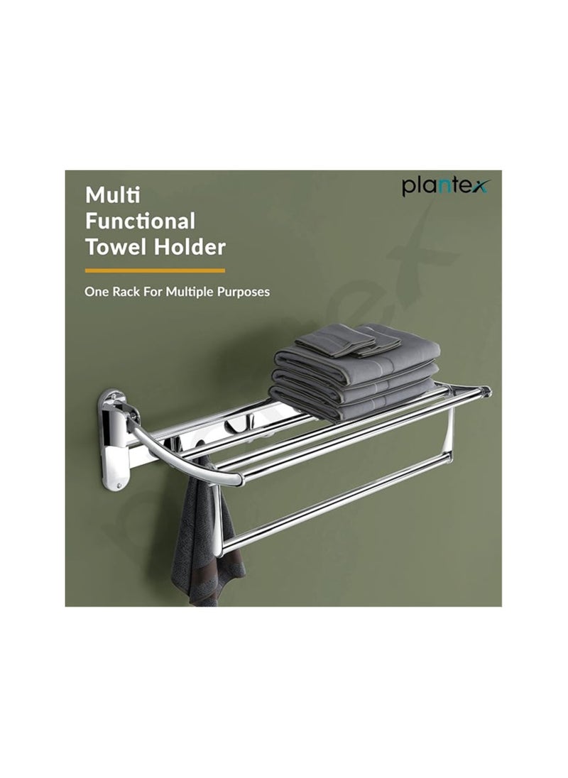 plantex Plantex High Grade Stainless Steel Folding Towel Rack for Bathroom  - Image 2