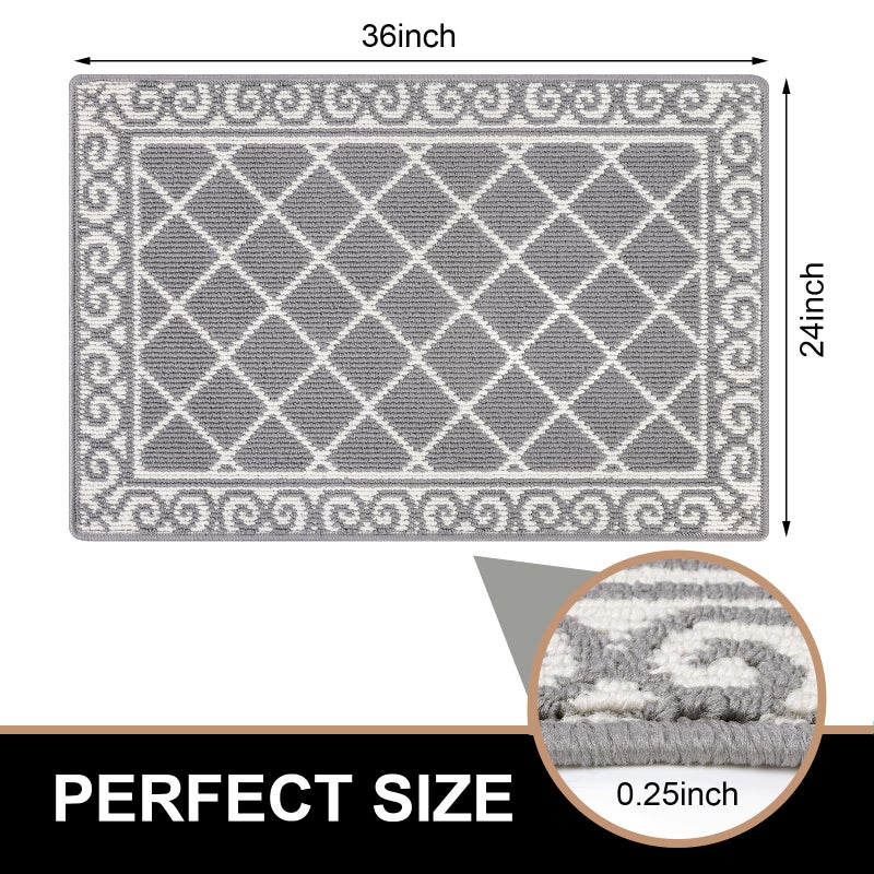 HEBE Indoor Door Mat 24''x36'' Non Slip Front Door Welcome Mats Washable Shoe Mats Dirt Trapper for Entryway Low Profile Kitchen Carpet for Entrance Hallways Entrance Mat for Dogs - Image 2