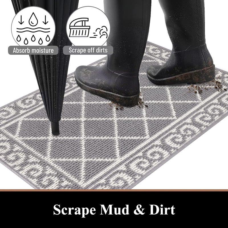 HEBE Indoor Door Mat 24''x36'' Non Slip Front Door Welcome Mats Washable Shoe Mats Dirt Trapper for Entryway Low Profile Kitchen Carpet for Entrance Hallways Entrance Mat for Dogs - Image 3