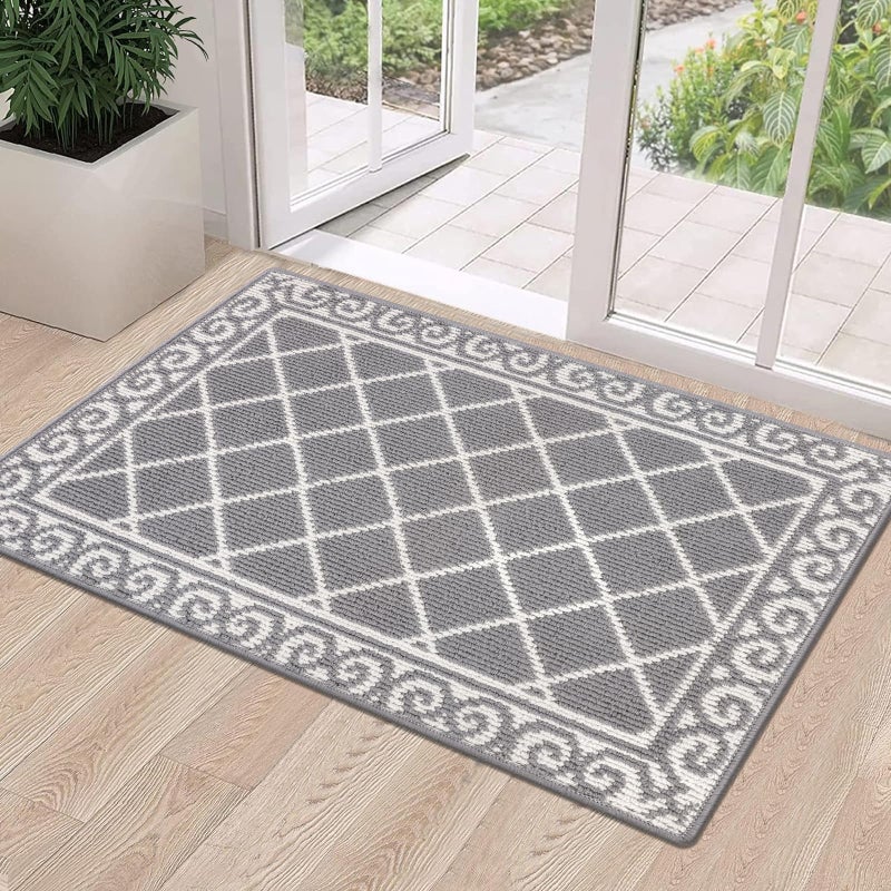 HEBE Indoor Door Mat 24''x36'' Non Slip Front Door Welcome Mats Washable Shoe Mats Dirt Trapper for Entryway Low Profile Kitchen Carpet for Entrance Hallways Entrance Mat for Dogs - Image 1