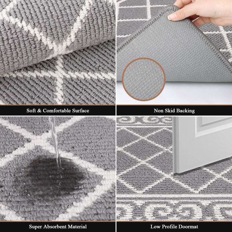 HEBE Indoor Door Mat 24''x36'' Non Slip Front Door Welcome Mats Washable Shoe Mats Dirt Trapper for Entryway Low Profile Kitchen Carpet for Entrance Hallways Entrance Mat for Dogs - Image 4