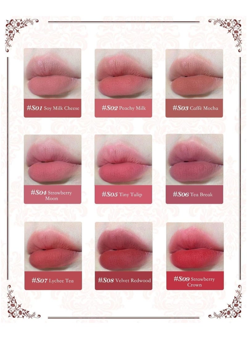Flower Knows - Strawberry Rococo Series Cloud Lip Cream Lipsticks Women Beauty Cosmetic Lip Makeup Easy to Wear Natural Lipstick (06 Tea Break) - Image 1