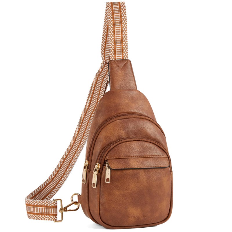BOSTANTEN Small Sling Bag for Women - Leather Crossbody Fanny Pack for Travel, Brown - Image 1