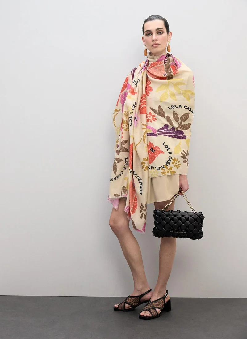 لولا كساديمونت Printed Scarf with Floral and Bird Motifs