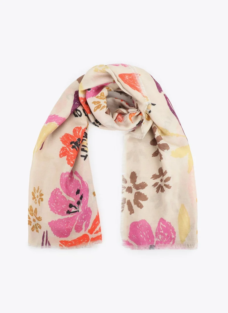 لولا كساديمونت Printed Scarf with Floral and Bird Motifs