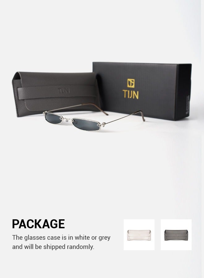 TIJN UV400 واقية فضي الإطار رمادي فيلم نظارات شمسية صغيرة للرجل أزياء النظارات الشمسية - Image 1
