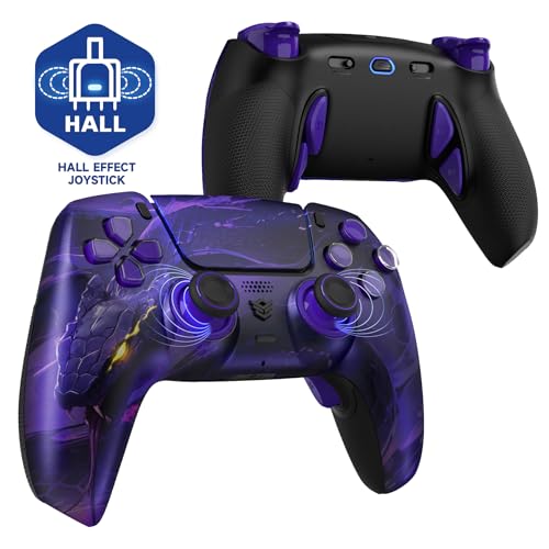 HEXGAMING PHANTOM Pro Controller with 4 Remappable Buttons, 6 Remapping Profiles, 8 Interchangeable Analog Stick, and Adjustable Triggers Compatible with ps5, PC, Mobile - Hall Effect Orochi - Image 1