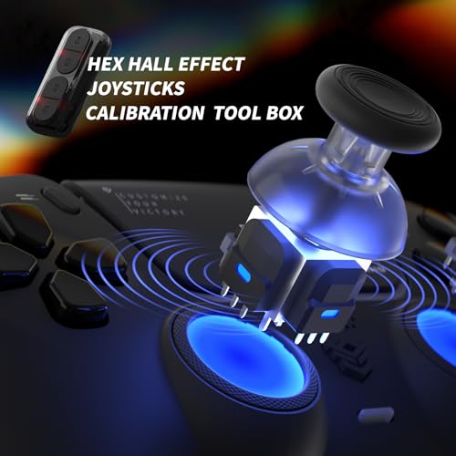 HEXGAMING PHANTOM Pro Controller with 4 Remappable Buttons, 6 Remapping Profiles, 8 Interchangeable Analog Stick, and Adjustable Triggers Compatible with ps5, PC, Mobile - Hall Effect Orochi - Image 4