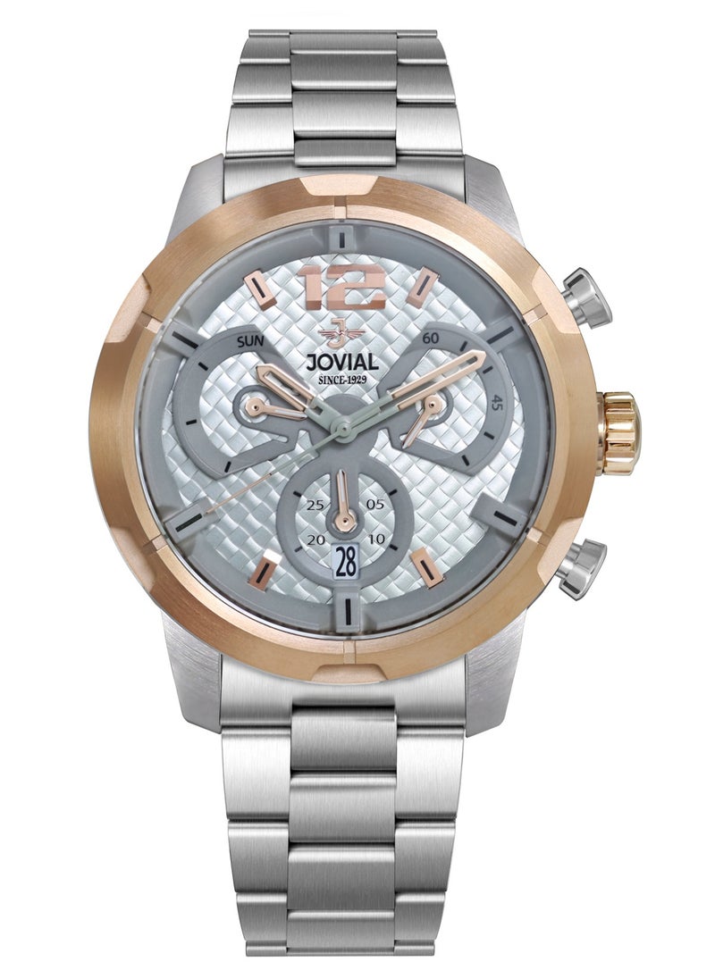 Jovial JOVIAL 16077GAMC02E Men's Metal Band Watch, 46mm, Grey Dial  - Image 1