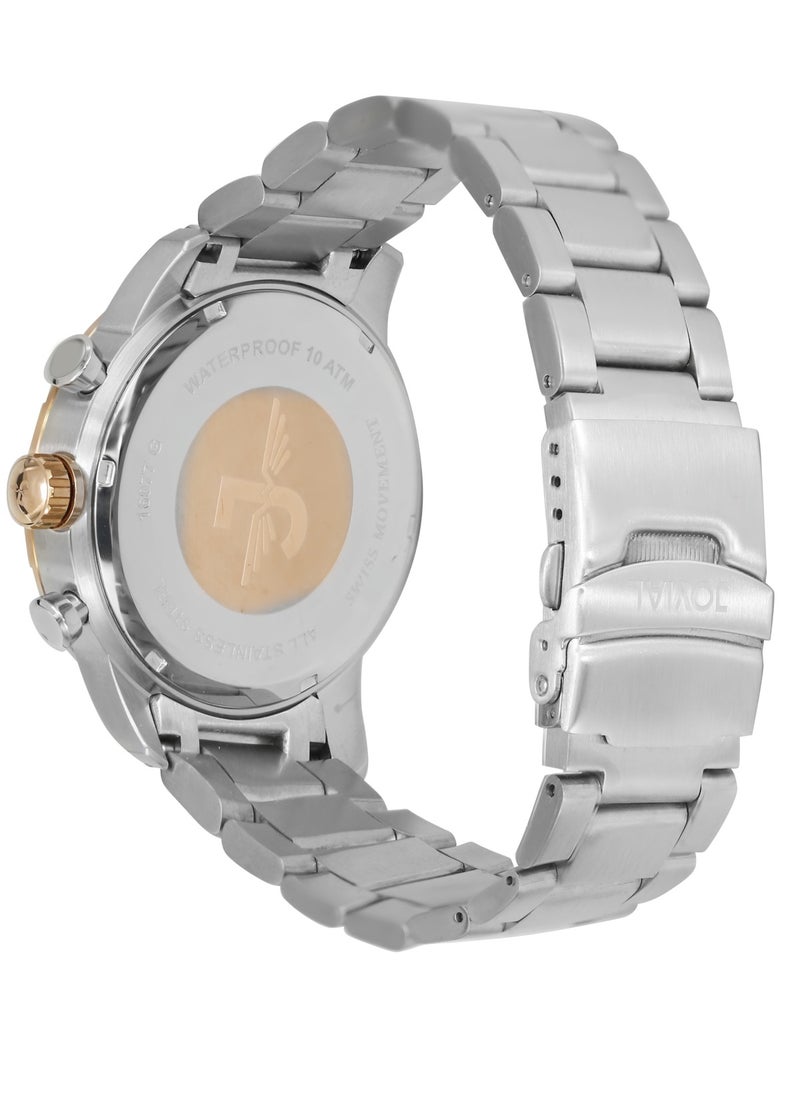 Jovial JOVIAL 16077GAMC02E Men's Metal Band Watch, 46mm, Grey Dial  - Image 3