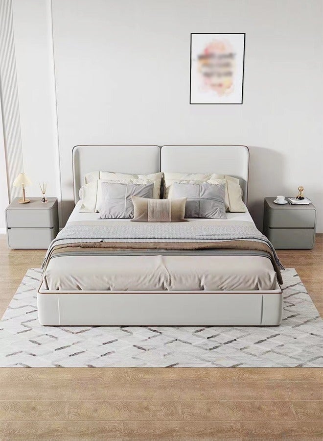 فاشون هوم مجموعة من 2 طاولات سرير جانبية فاخرة عالية اللمعان مع 2 أدراج تخزين طاولات نهاية السرير الخشبية الصلبة 45x40x45 سم (مجمعة بالكامل) - Image 1