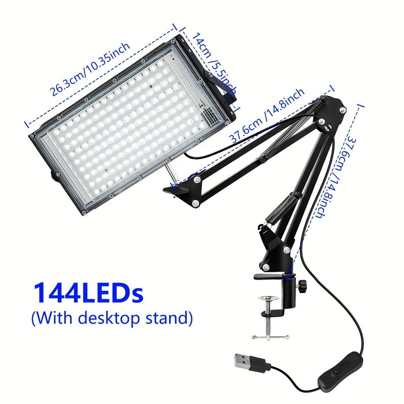 144 LED USB White Flood Light With Folding Stand 360 Degree Low Voltage 5V - Image 3
