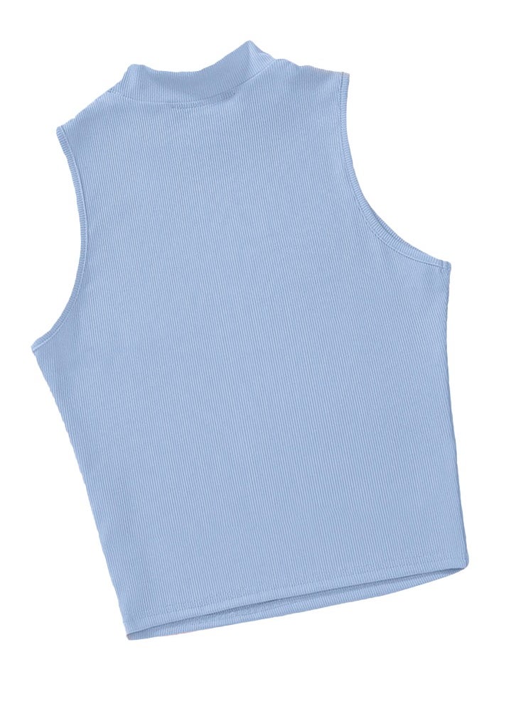 Nileton - Ribbed knit Crop Top - Sleevles Tank Top Mock Neck - For Women - Image 1