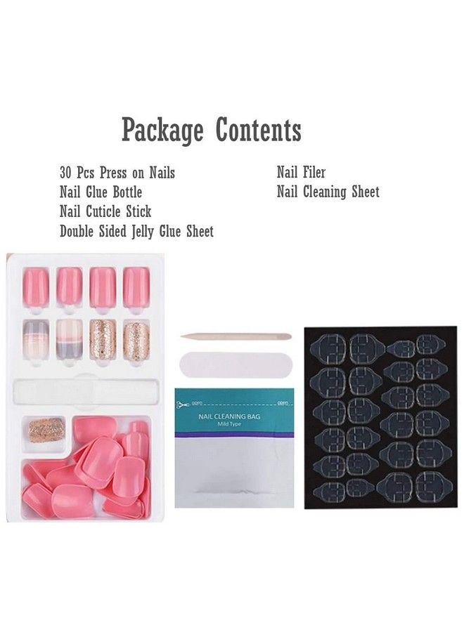 Store2508 Press On Gel Nails 30 Pcs With Double Sided Jelly Adhesive Nail Glue Nail Filer Mb658_Design 025 - Image 4