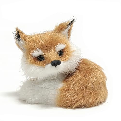 GUDVES Simulation Brown Fox Toy Furs Squatting Fox Model Home Decoration Animals World with Static Action Figures FoxB - Image 1