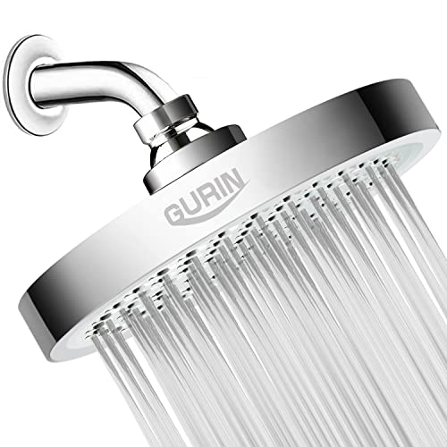GURIN Shower Head High Pressure Rain, Luxury Bathroom Showerhead with Chrome Plated Finish, Adjustable Angles, Anti-Clogging Silicone Nozzles (California 1.8 GPM) - Image 1