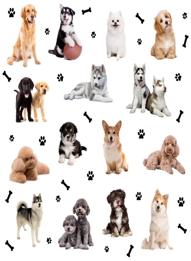 SUPERDANT 15 Styles Dogs Wall Sticker 3D Pet Dog Stickers Bone Paw Print Stickers Puppy Stickers Vinyl Wall Decor Sticker for Kids Boy Girl Baby Teen Bedroom Dog Lover Home DIY Decor - Image 1